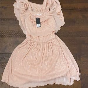pleated peach dress